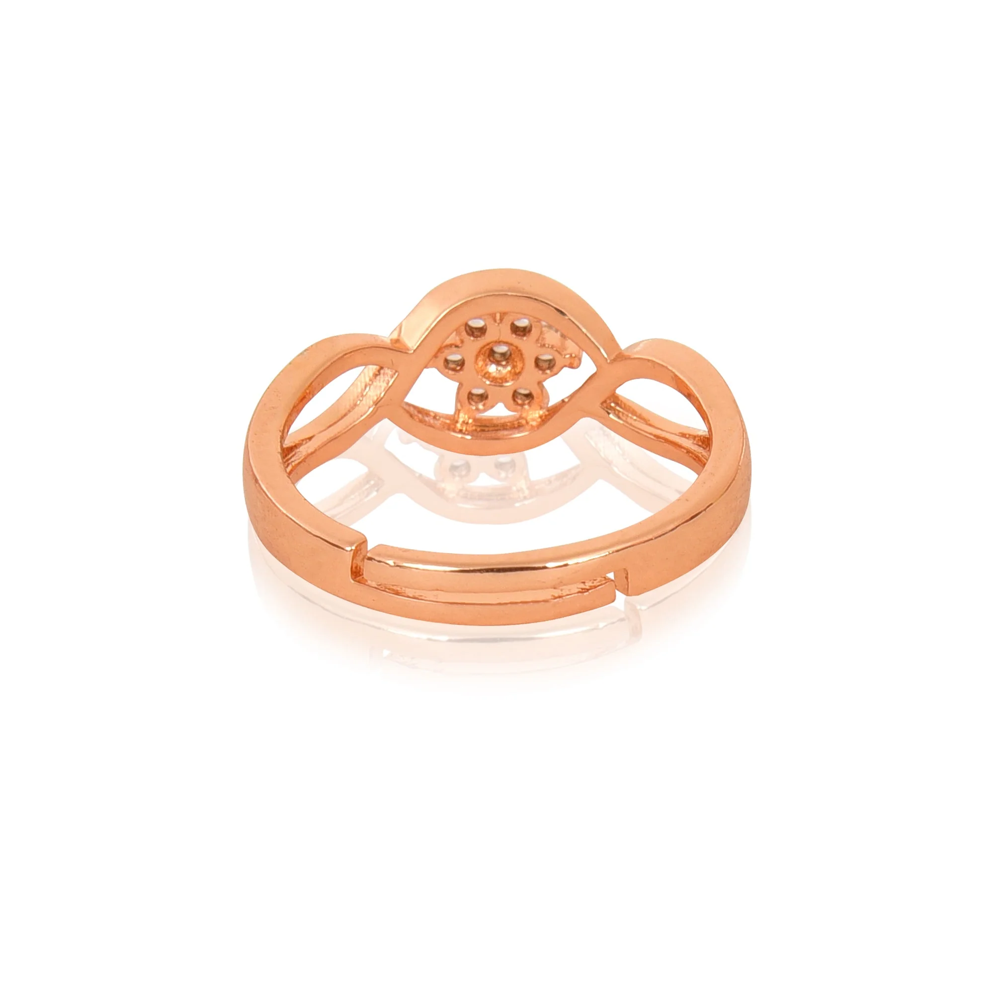 Rose Gold Plated | American Diamond Studded | Adjustable | Finger Ring For Women And Girls, Style 3 - Image 2