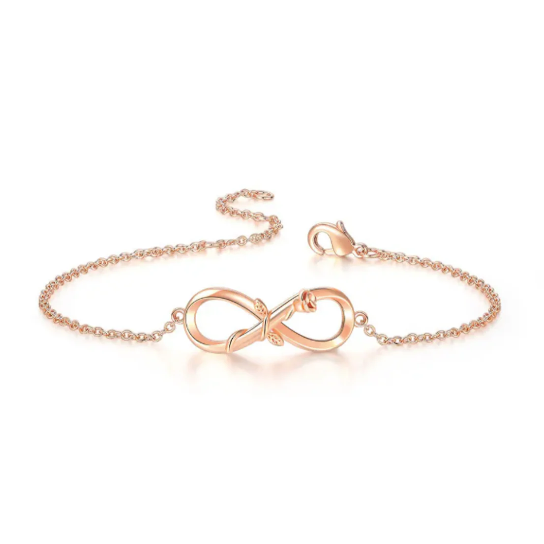 Rose Gold Plated Designer Infinity Shape Cubic Zirconia Cz Adjustable Chain Bracelet - Image 6