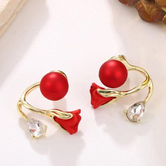 Rose Twist Red Stud Earring - Image 3