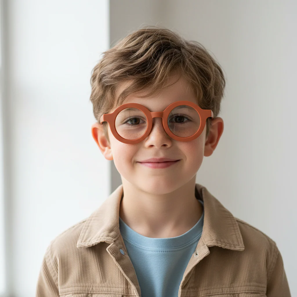 Round shape Orange Color Eyeglasses For Kids