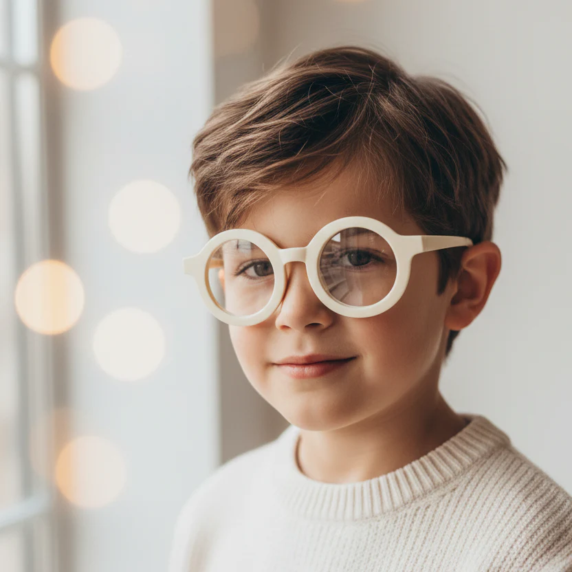 Round Shape White Color Eyeglasses For Kids