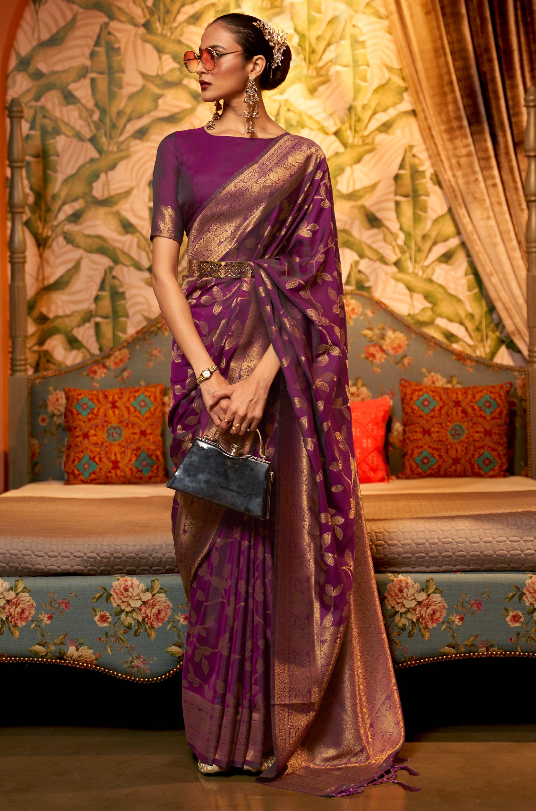 Royal Purple Woven Silk Saree
