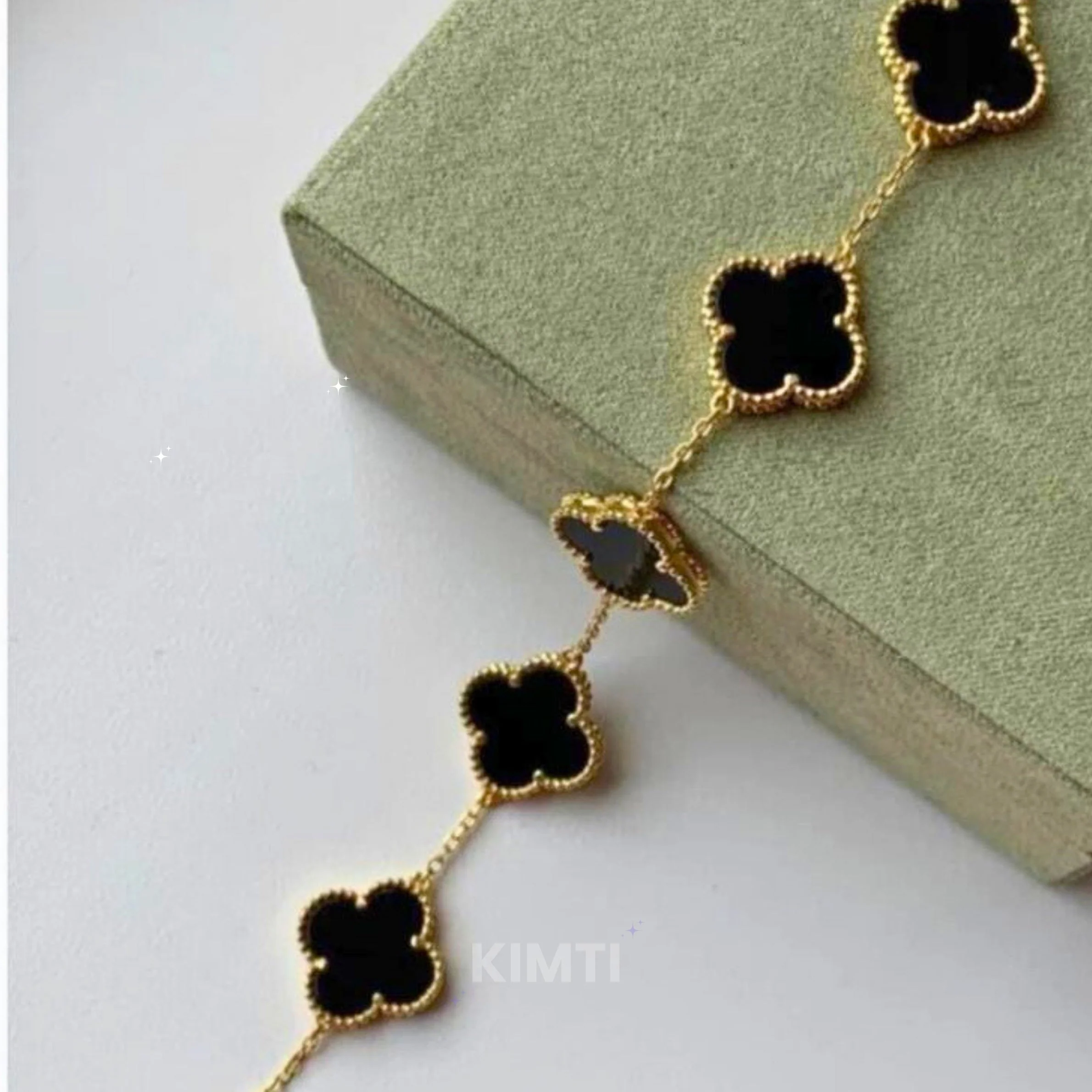 Rs. 149 Anti Tarnish Black Clover Flower Bracelet - Image 4