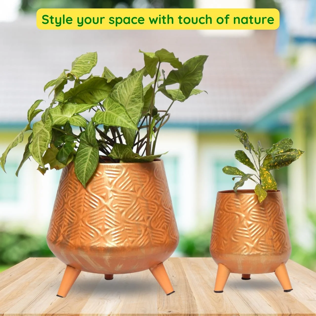 Rusty Orange Iron Planter Stand Set – Indoor & Outdoor Décor - Image 5