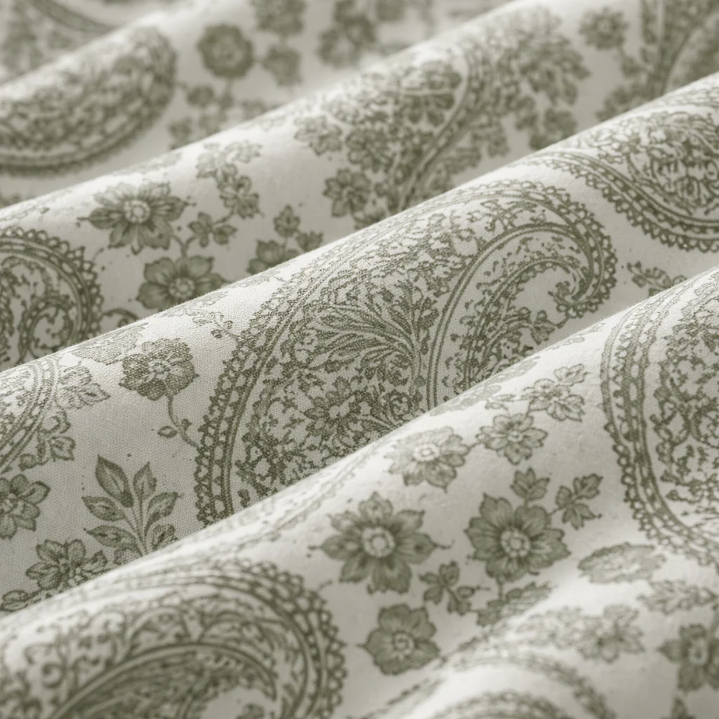 Sage Green Paisley Queen Size Bedsheet with 2 Pillow Covers | Soft Cotton Double Bed Sheet - Image 3