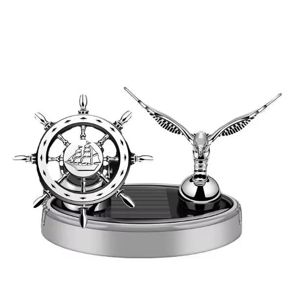 Sailor: Solar-Powered Rotating Car Air Freshener with Ship Steering Wheel & Anchor Design