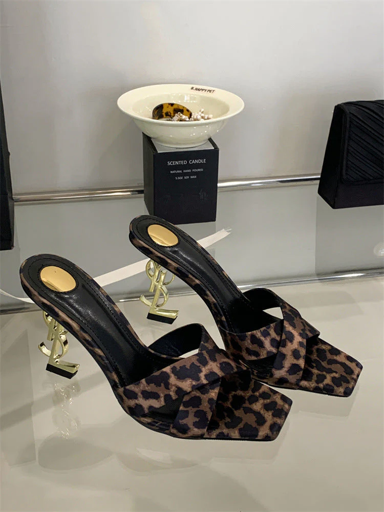 Saint Laurent Open Toe High Heels Pattern 3 - Image 15