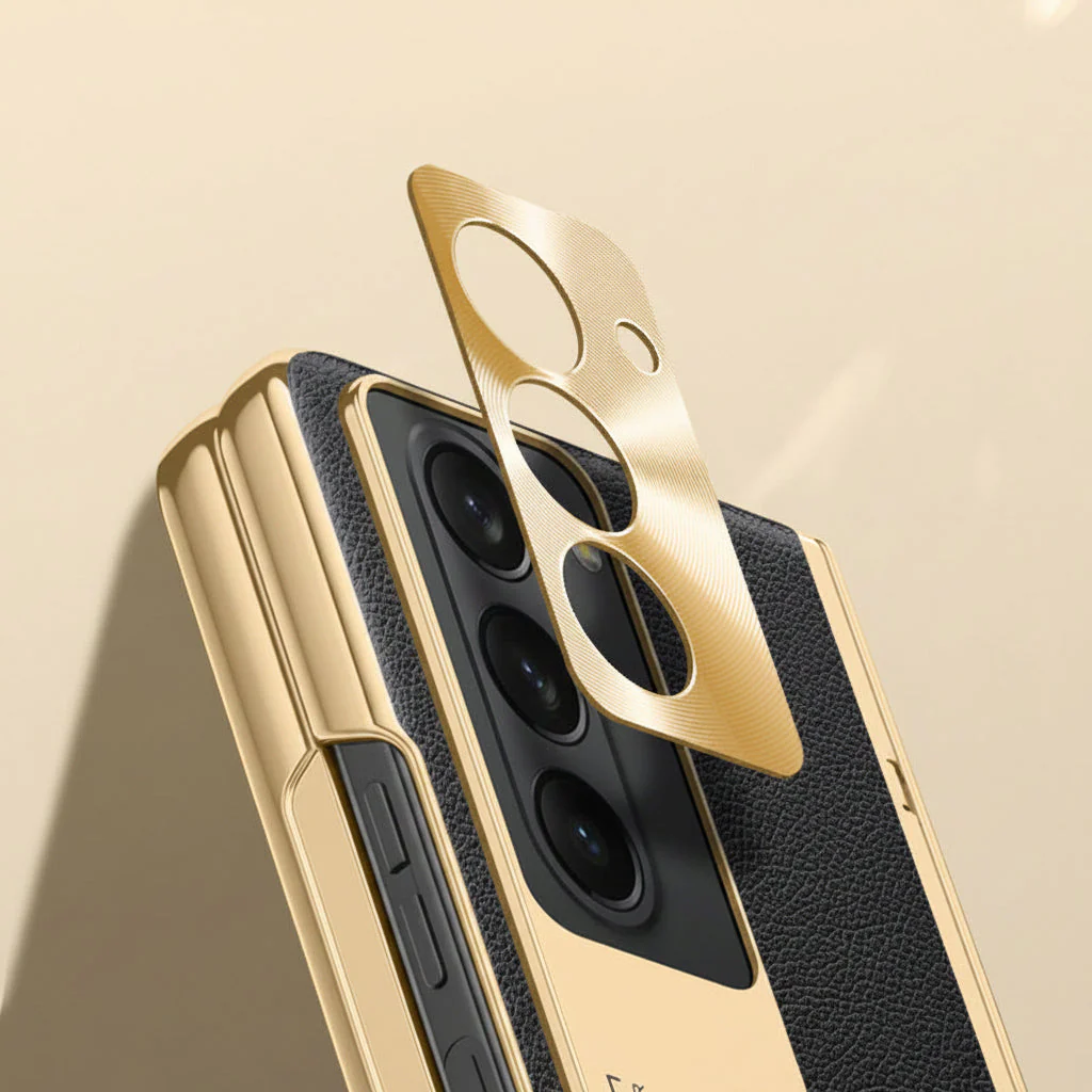Samsung Fold 5 Electroplating Plain Leather Cover - Image 5