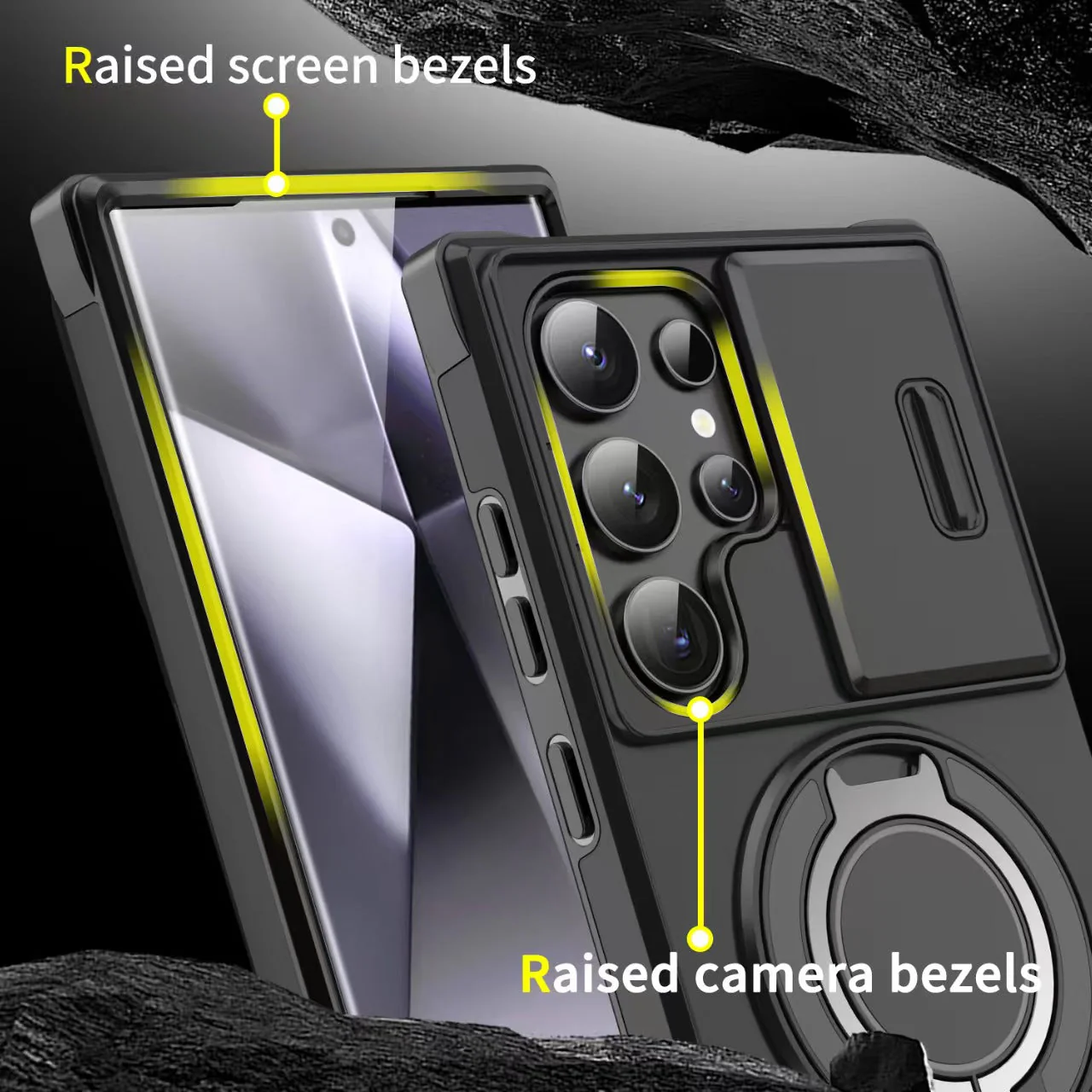 Samsung Ultra Series Applicable Magnetic Rotating Holder Phone Case With Sliding window - Image 4