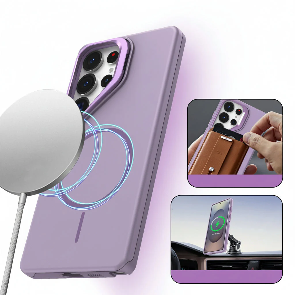 Samsung Ultra Series Pinchuang Solid Color Magnetic Lens Holder Anti-Fall Protective Cover - Image 3