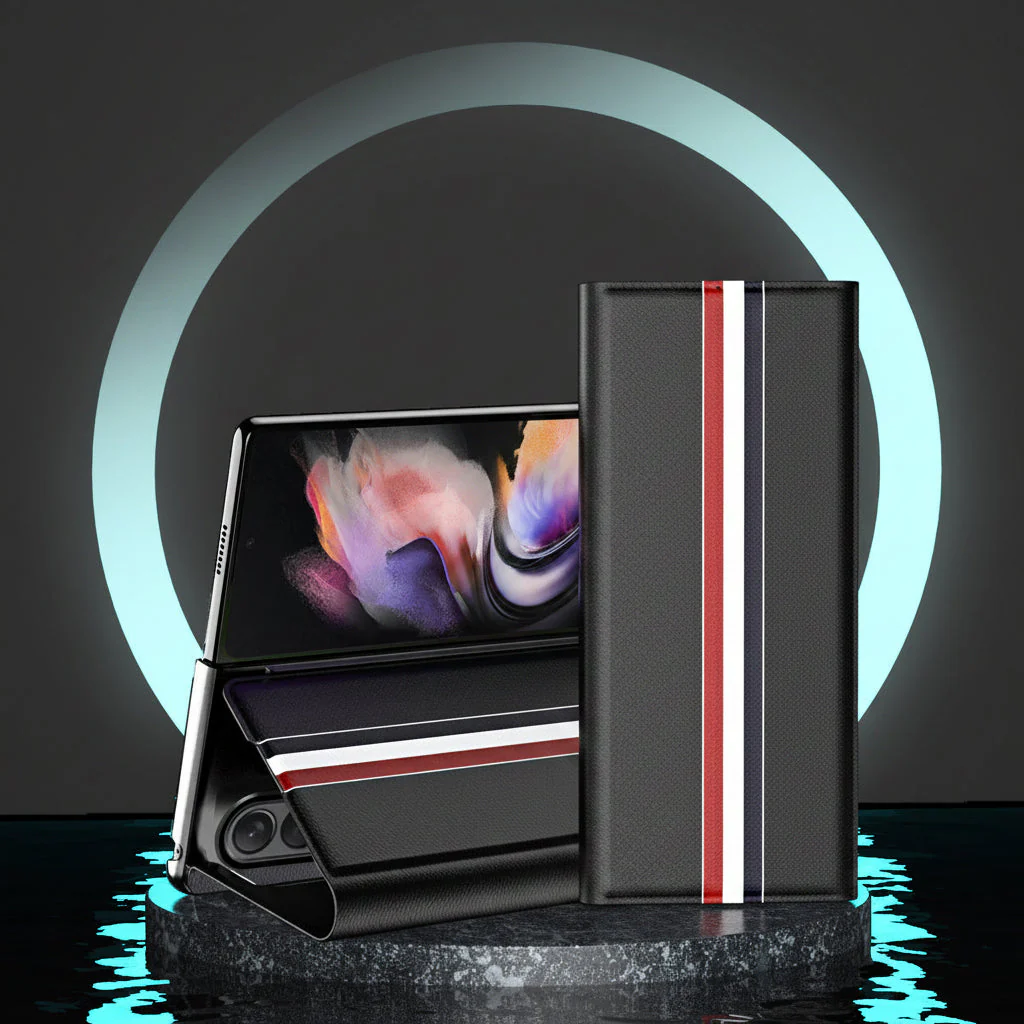 Samsung Z fold series covers With Leather Texture and Stand