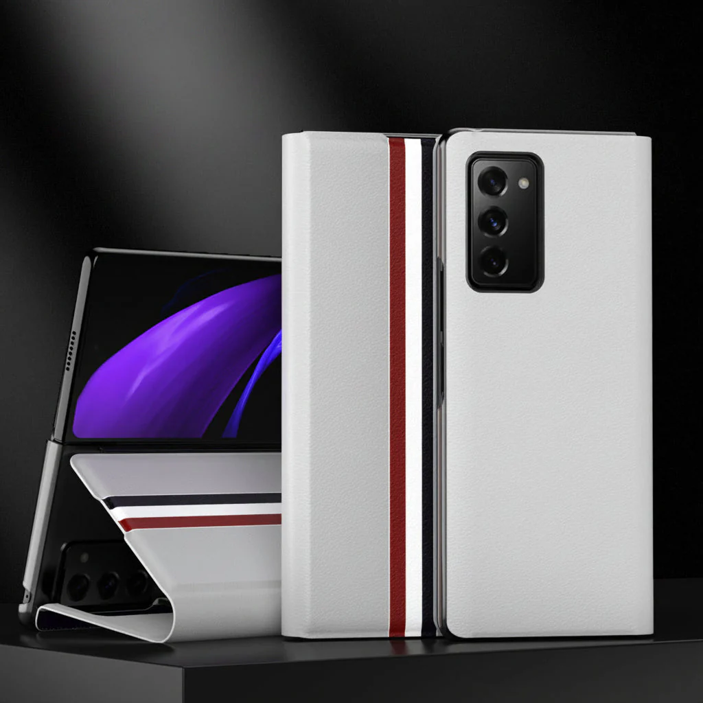 Samsung Z fold series covers With Leather Texture and Stand - Image 10