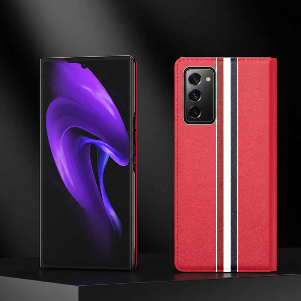 Samsung Z fold series covers With Leather Texture and Stand - Image 11
