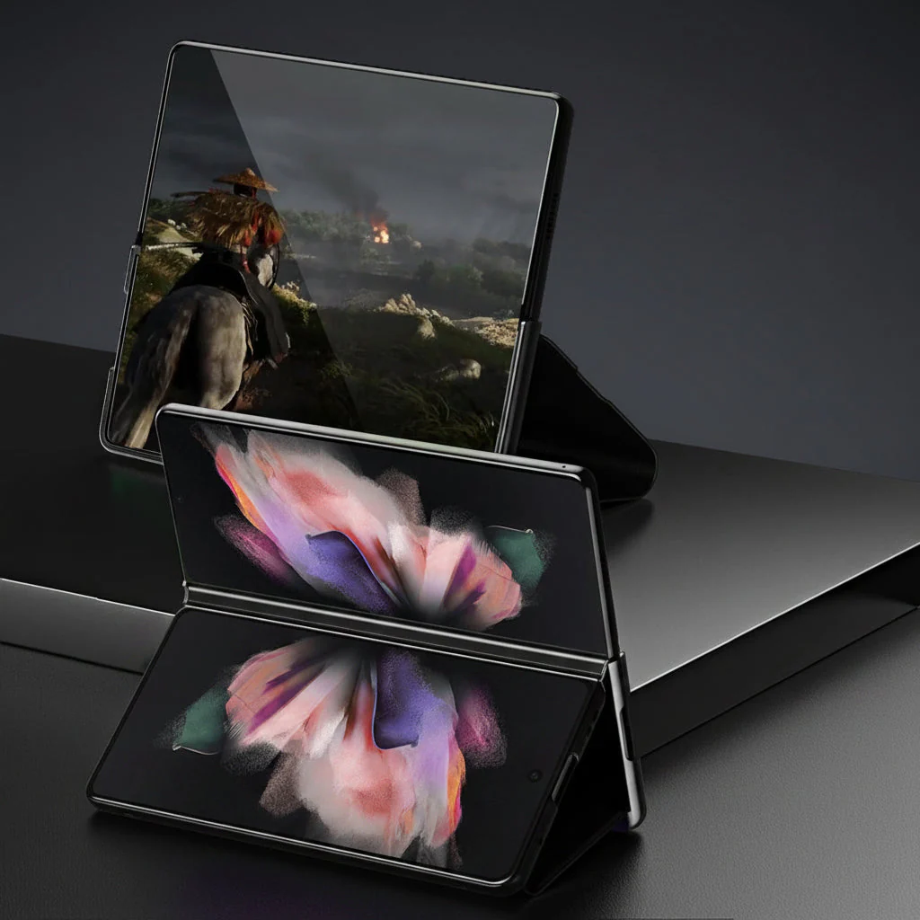 Samsung Z fold series covers With Leather Texture and Stand - Image 6