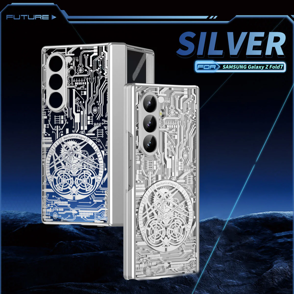 Samsung Z Fold Stacked Screen Electroplated Mechanical Gear Shell Film Cover - Image 3