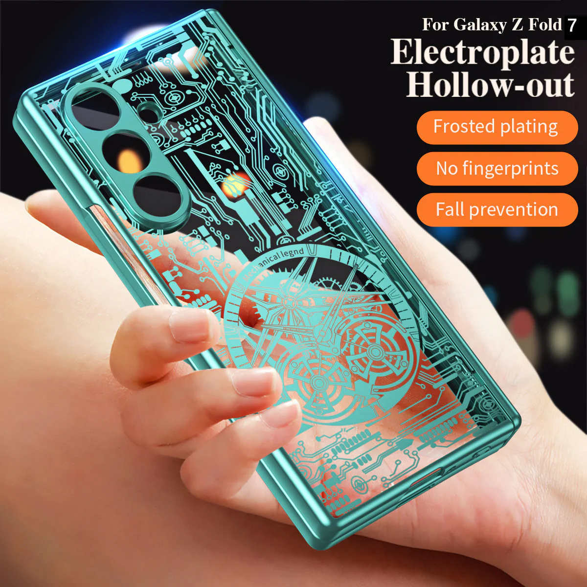 Samsung Z Fold Stacked Screen Electroplated Mechanical Gear Shell Film Cover - Image 8