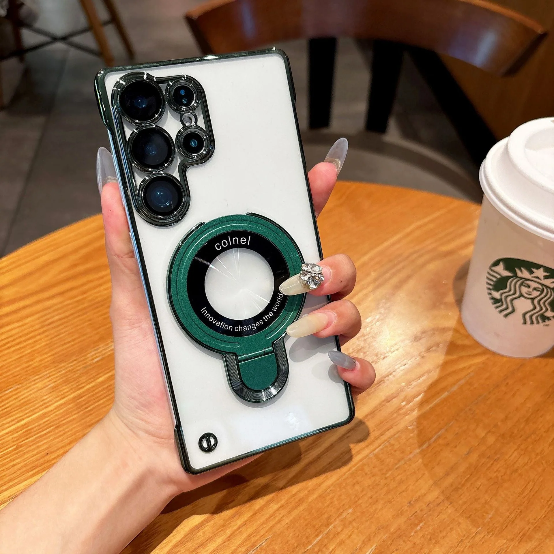 Samsusng Ultra Electroplated Borderless Mobile Phone Case Mganetic Bracket - Image 15
