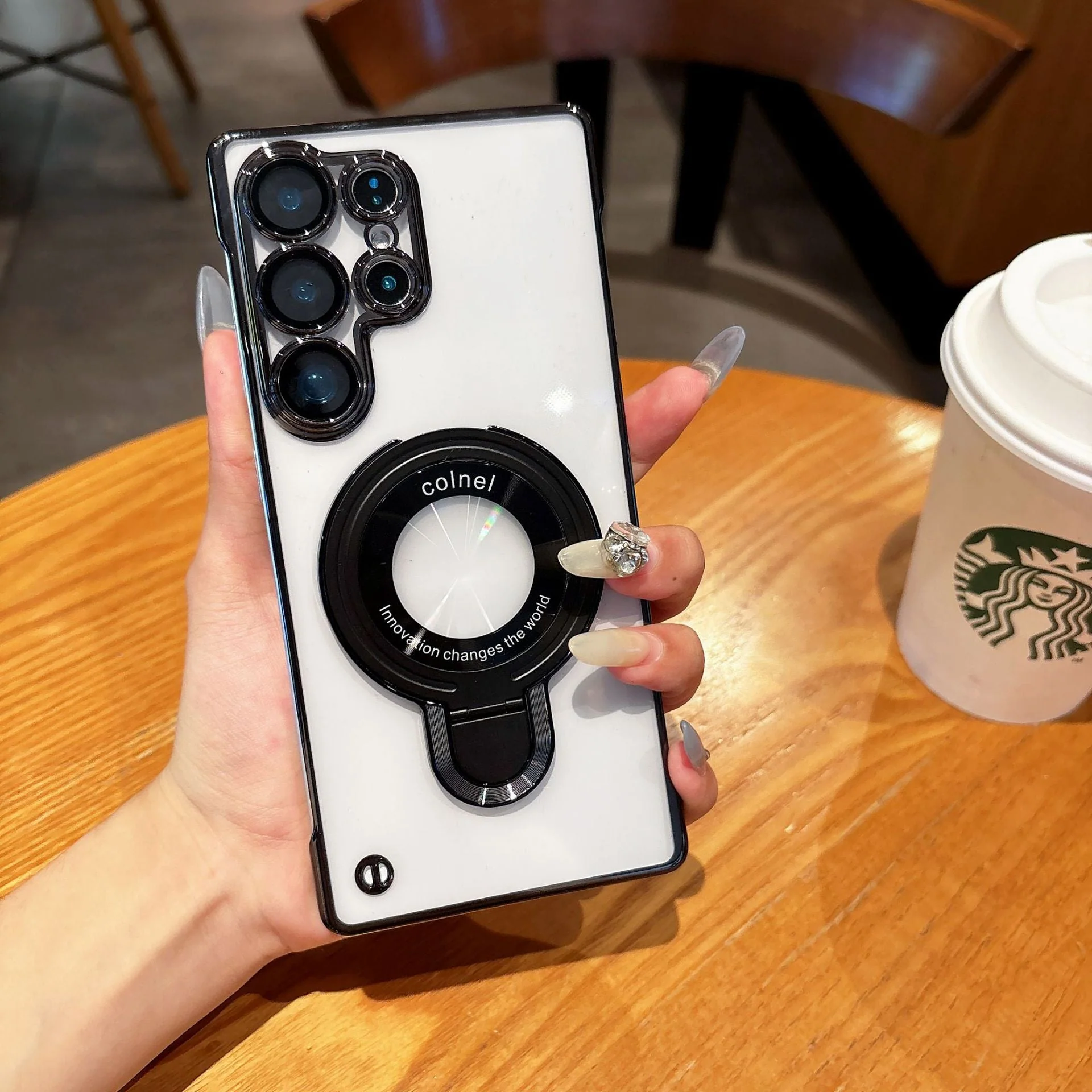 Samsusng Ultra Electroplated Borderless Mobile Phone Case Mganetic Bracket - Image 16