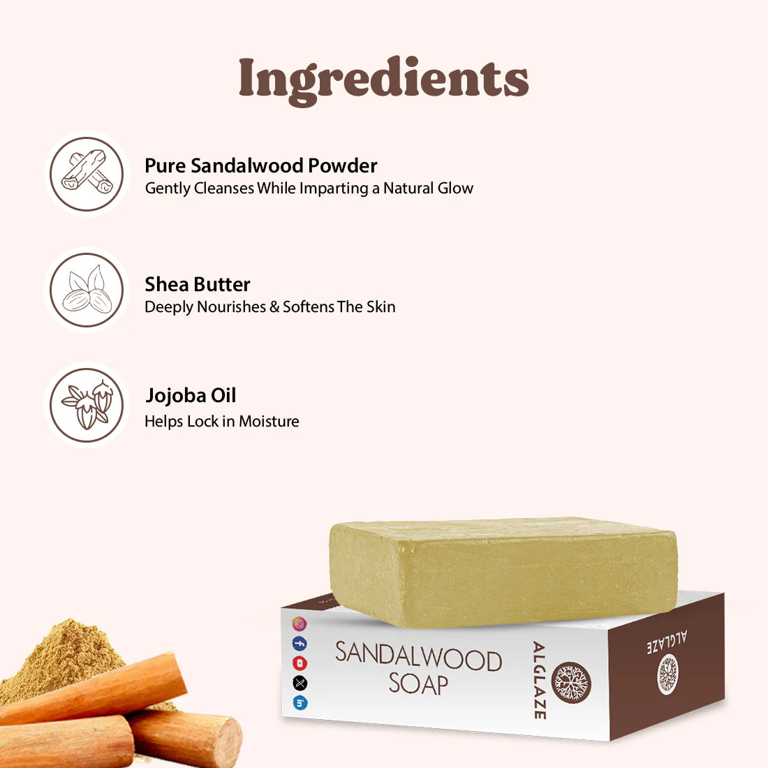 Sandalwood Soap With Shea Butter & Jojoba Oil - Image 4