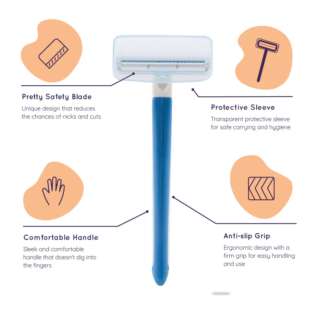 Sanfe Bikini Line Trimming Razor - Stainless steel blade, safety cap, comfortable, anti-slip grip - Image 3