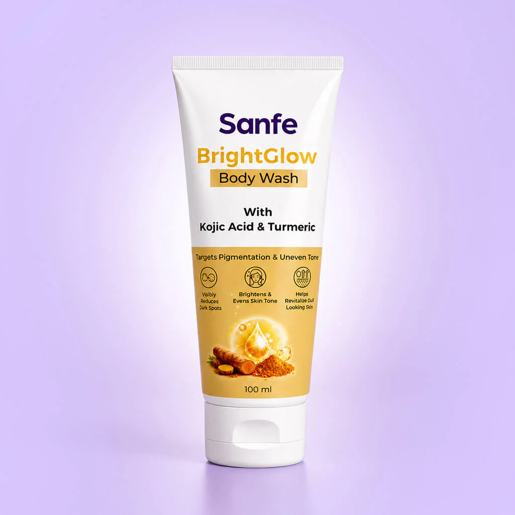 Sanfe Bright glow body wash with Kojic acid & Turmeric