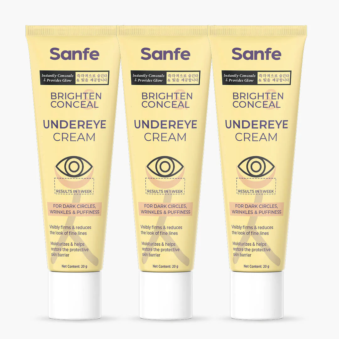 Sanfe Brighten & Conceal Undereye Cream | For dark Circles, wrinkles & Puffiness - 20g (Pack of 3)