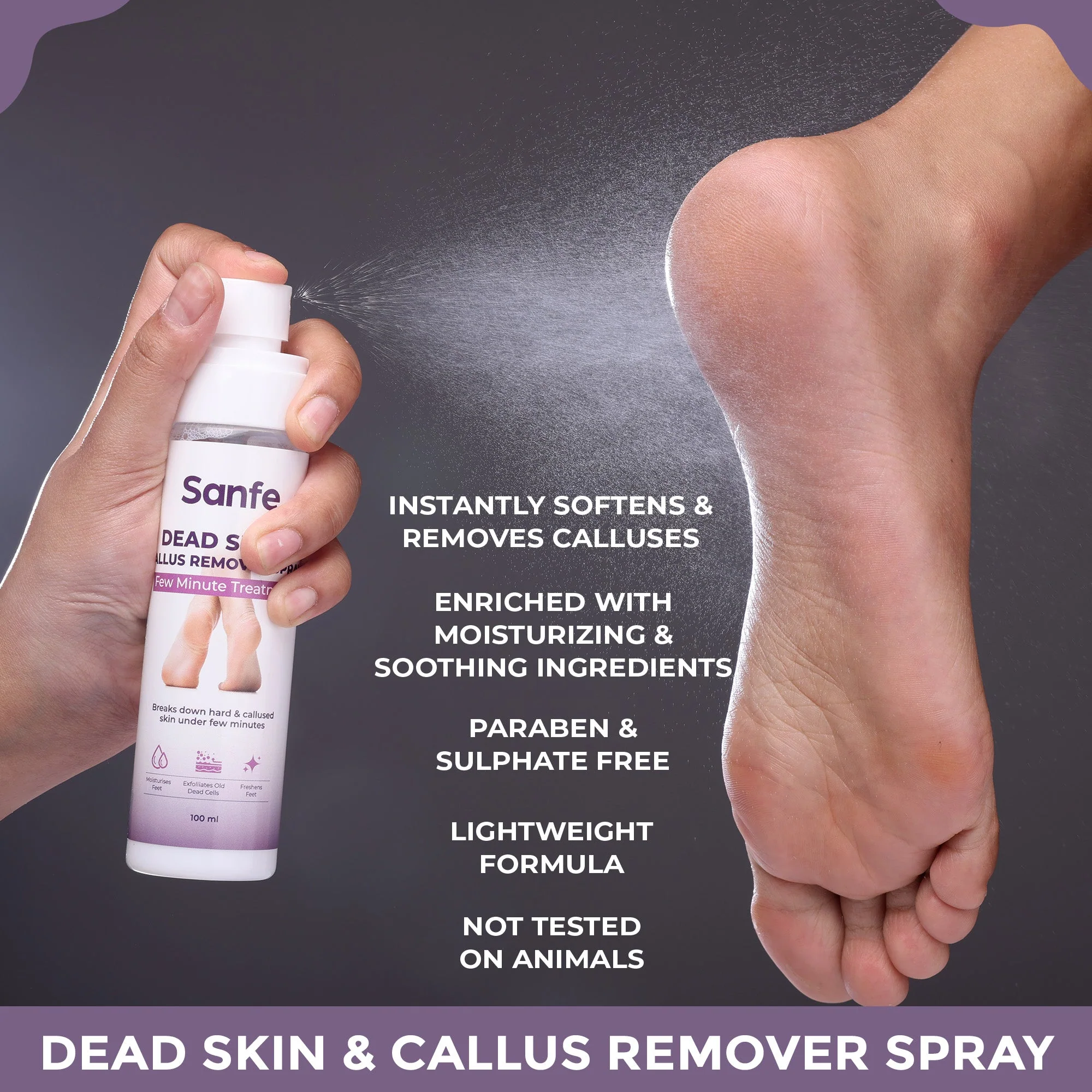 Sanfe Dead Skin & Callus Remover Spray - 100ml (Pack of 2) - Image 5
