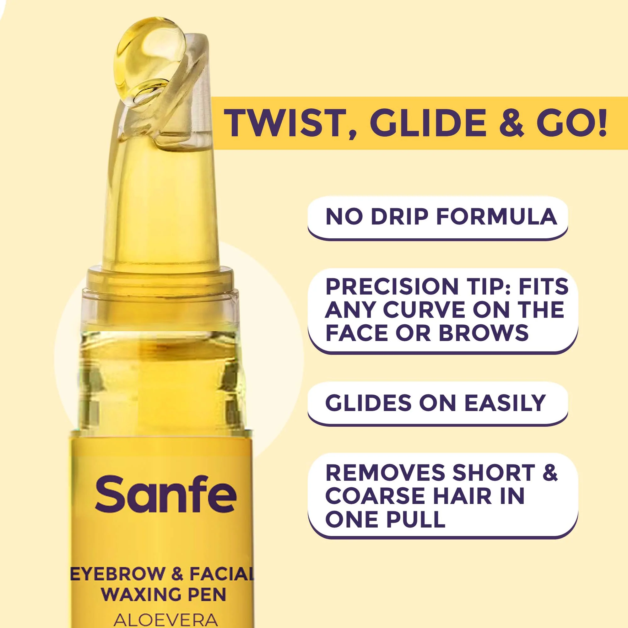 Sanfe Eyebrow & Facial Waxing Pen For Women 1 Pen + 10 Strips - Image 4