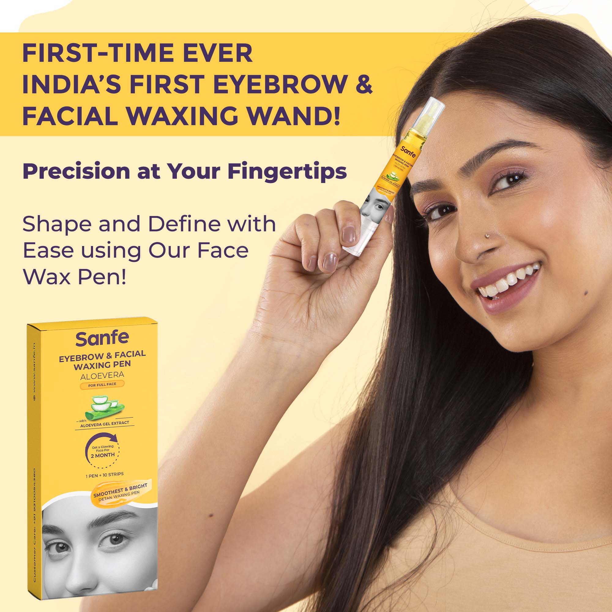 Sanfe Eyebrow & Facial Waxing Pen For Women 1 Pen + 10 Strips - Image 5
