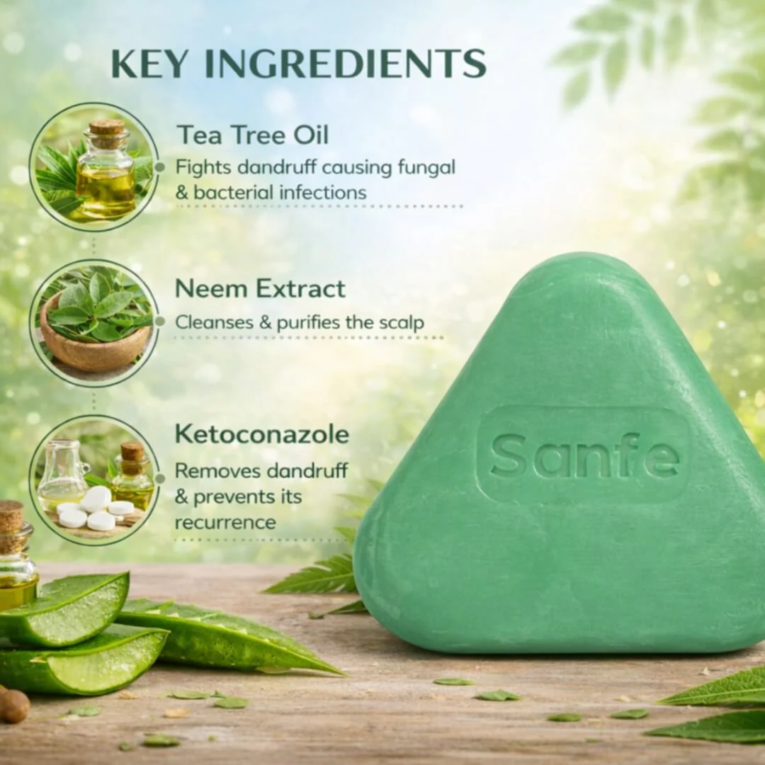 Sanfe Herbal Anti-Dandruff Soap (Pack of 4) - Image 3
