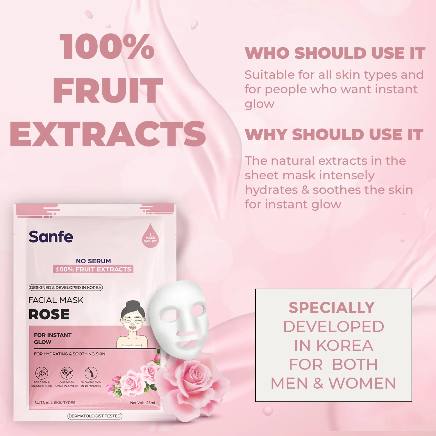 Sanfe Instant Glow Rose Facial Mask - Image 3