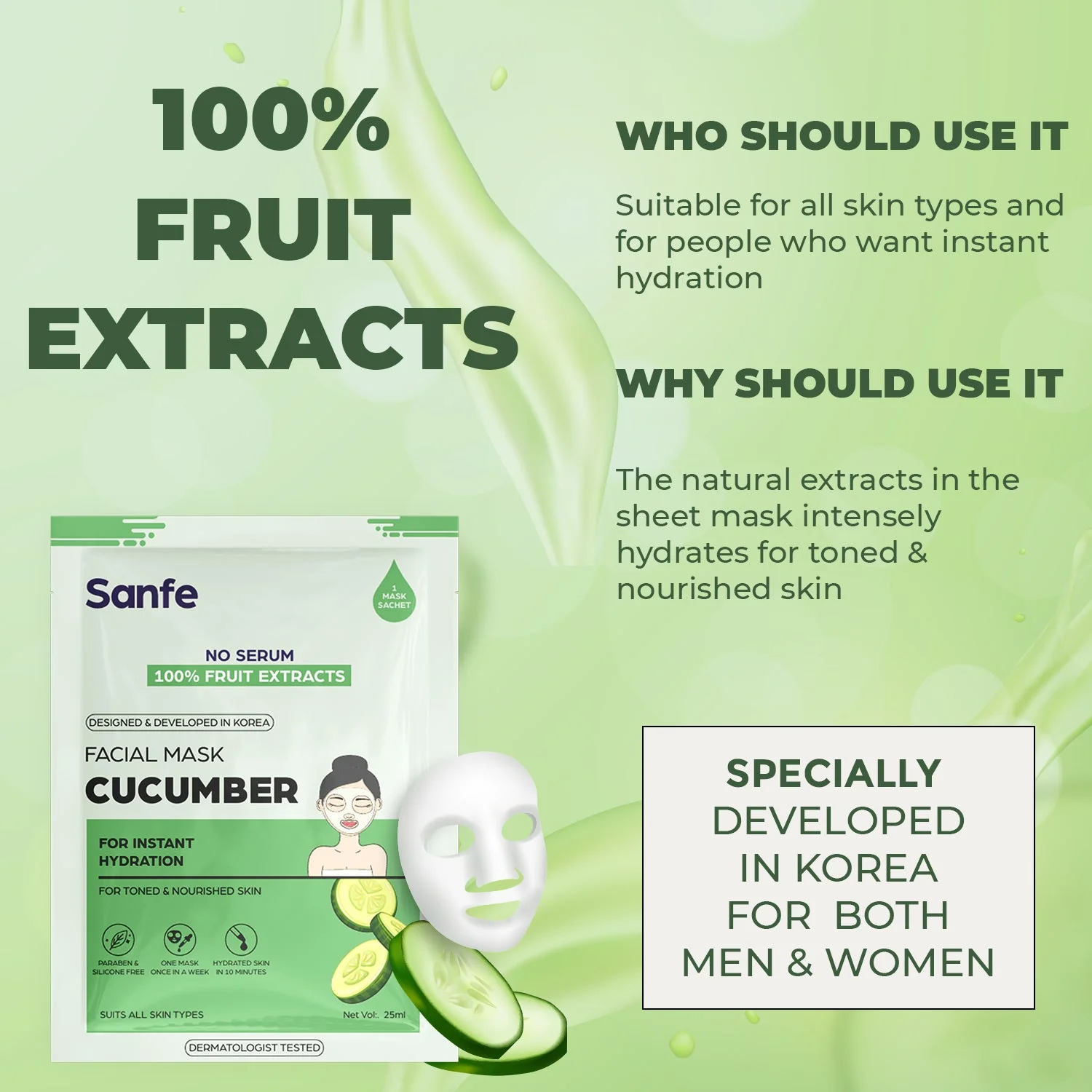 Sanfe Instant Hydration Cucumber Facial Mask - Image 3