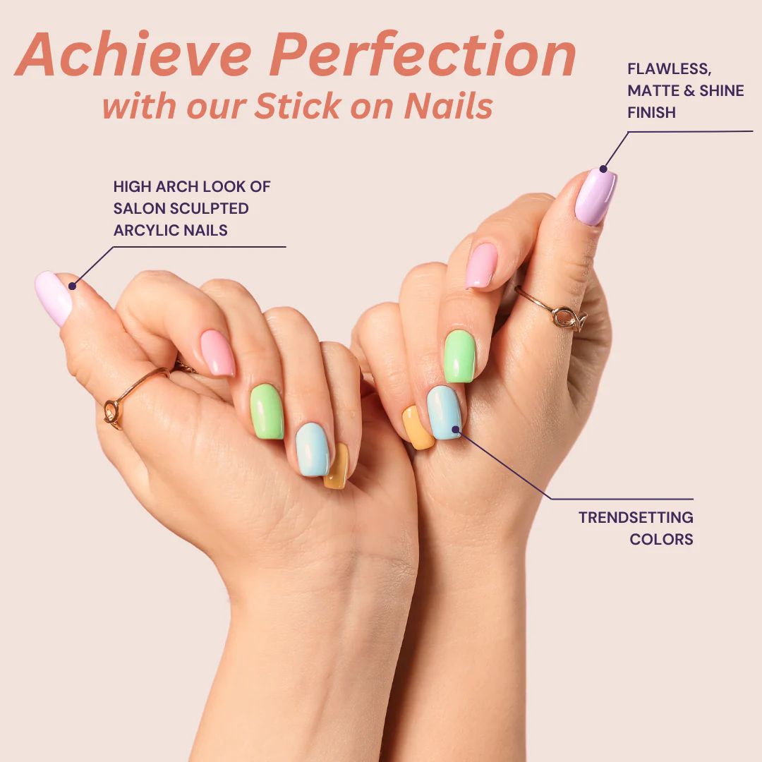 Sanfe Instant Stick On Nails - Golden Chrome - 24pcs