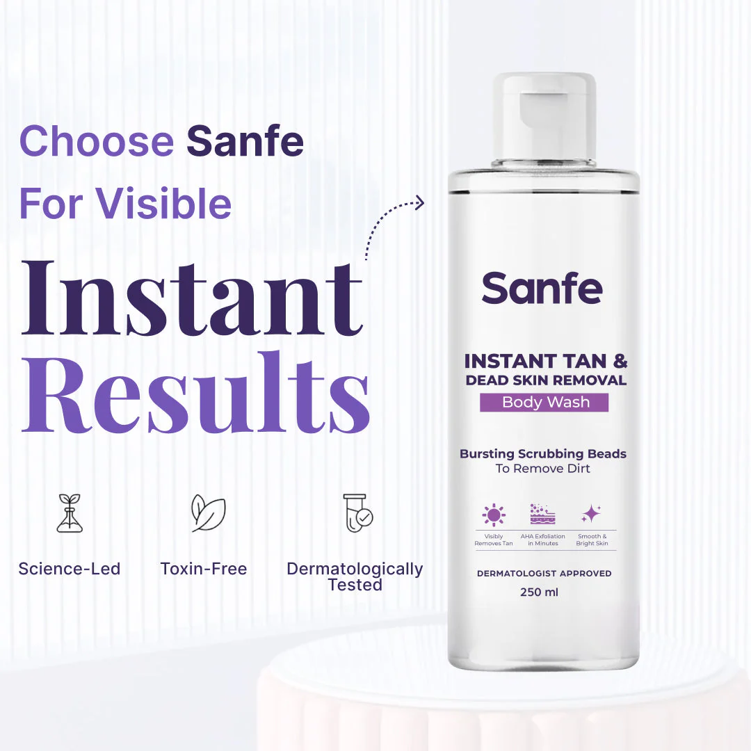 Sanfe Instant Tan & Dead Skin Removal Exfoliating Body Wash - 250ml (Pack of 3) - Image 5