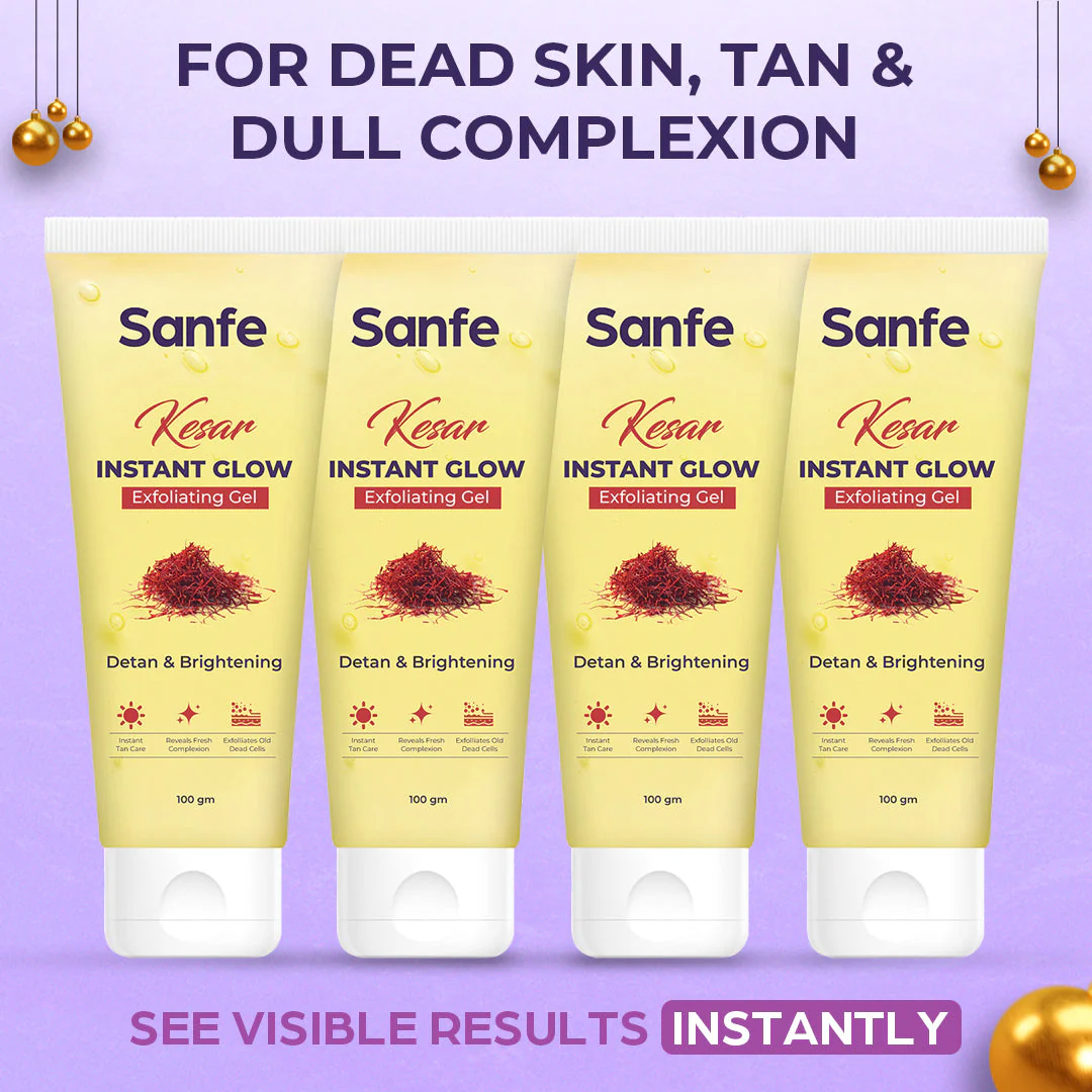 Sanfe Kesar Instant Glow Exfoliating Gel - 100g (Pack of 4)