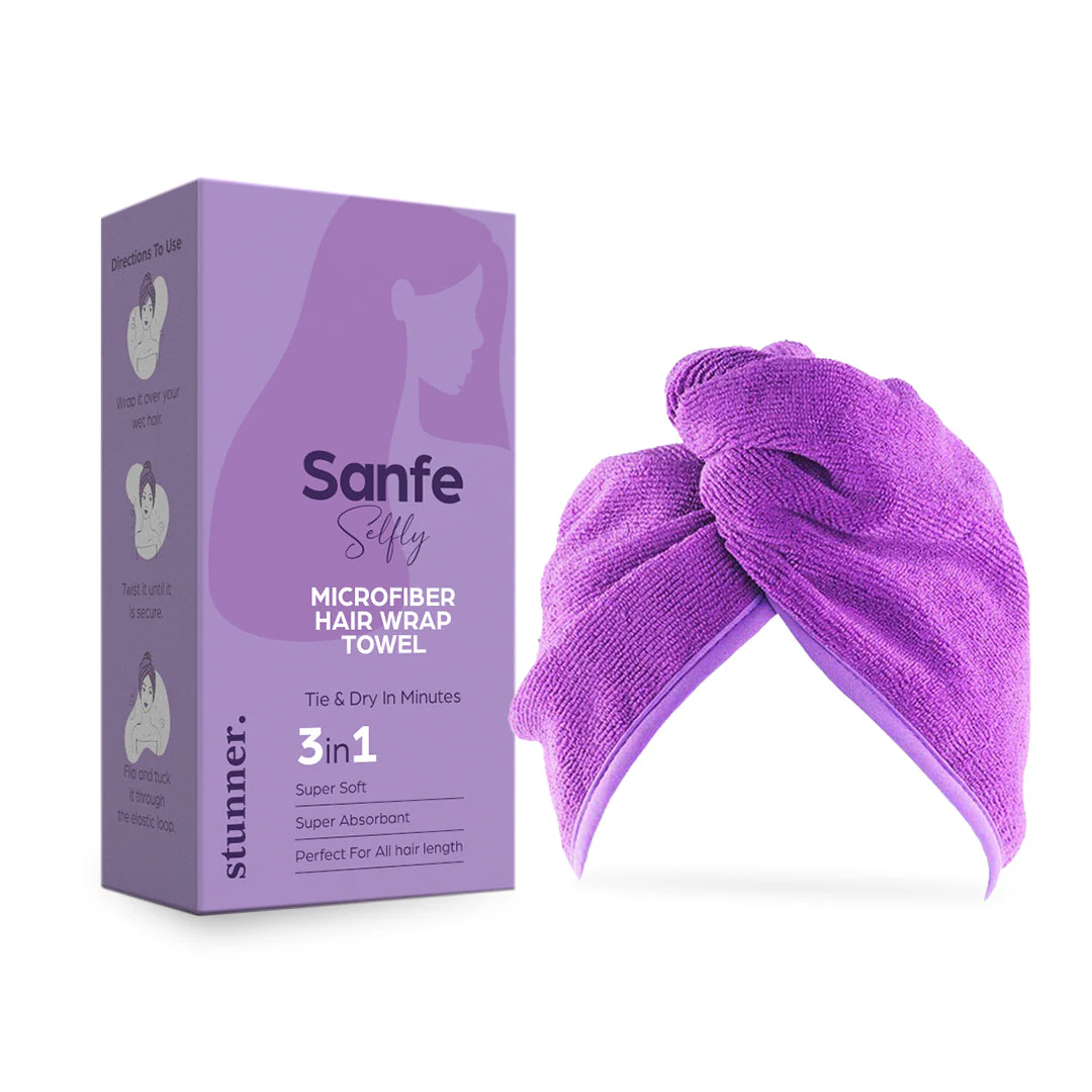 Sanfe Selfly Microfiber Hair Wrap Towel For Lockin In Moisture for Healthier, Shinnier & Smoother Hair