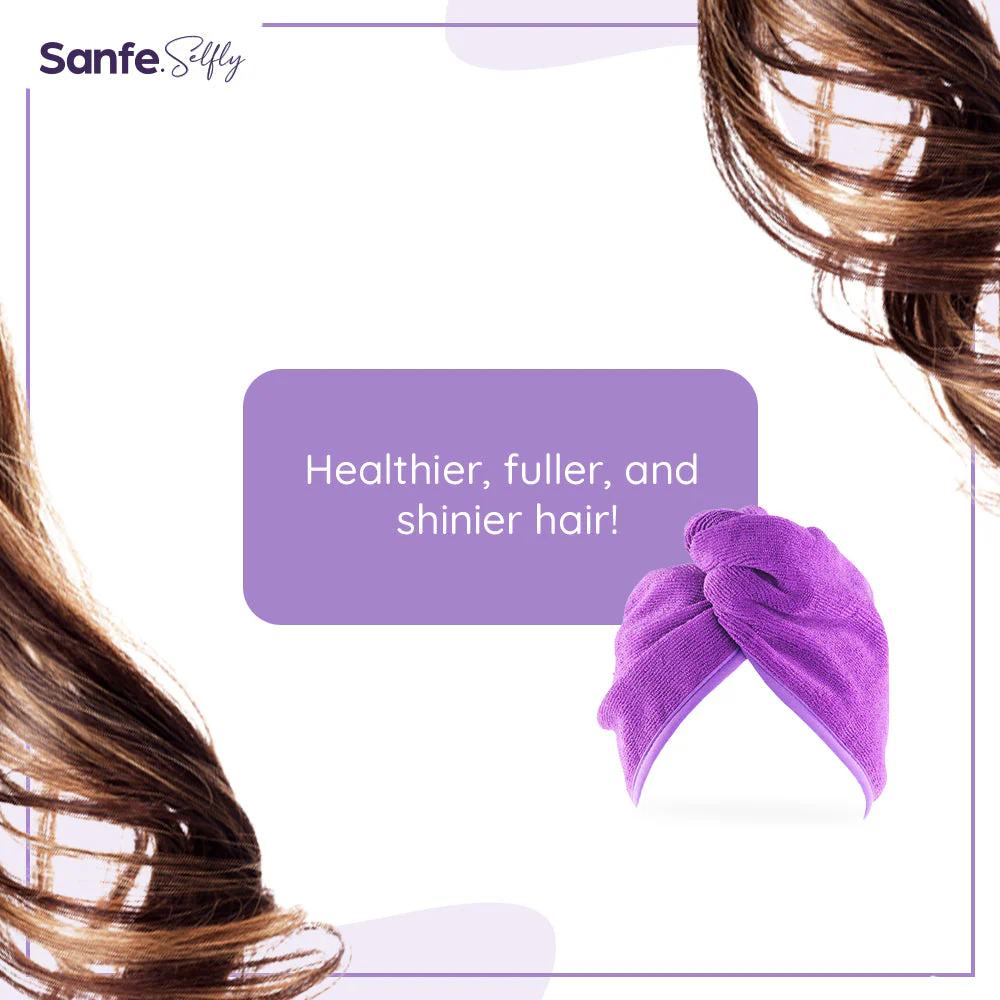 Sanfe Selfly Microfiber Hair Wrap Towel For Lockin In Moisture for Healthier, Shinnier & Smoother Hair - Image 2