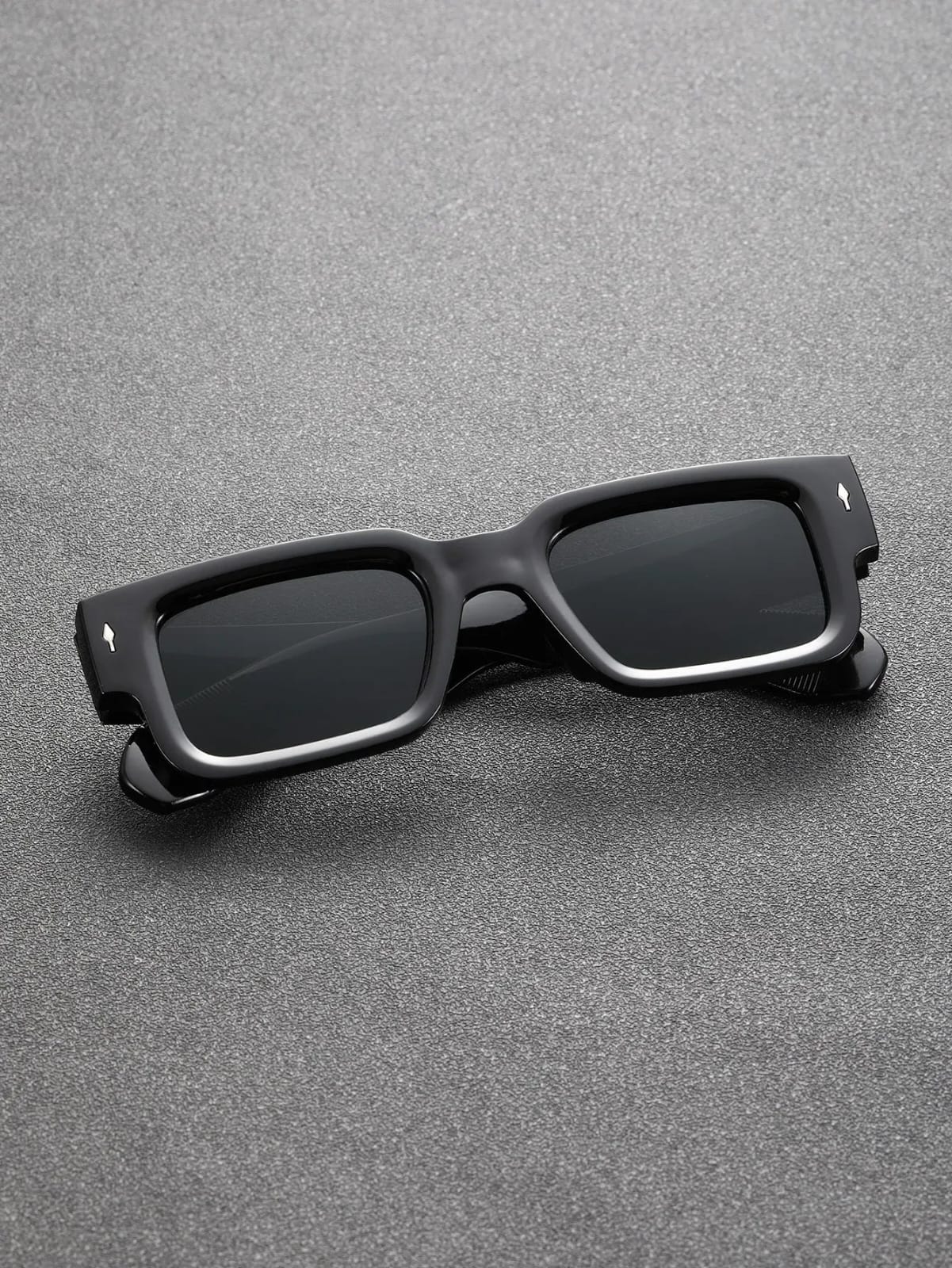 Sassy Retro Rectangle Black Sunglasses - Image 4