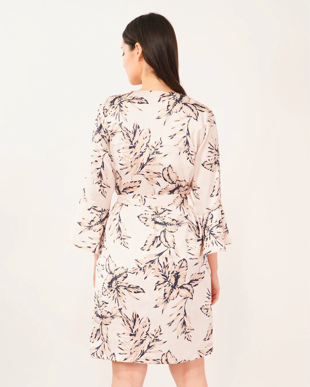 Satin Cowl Neck Drawstring With Robe Midi Dress - Image 3