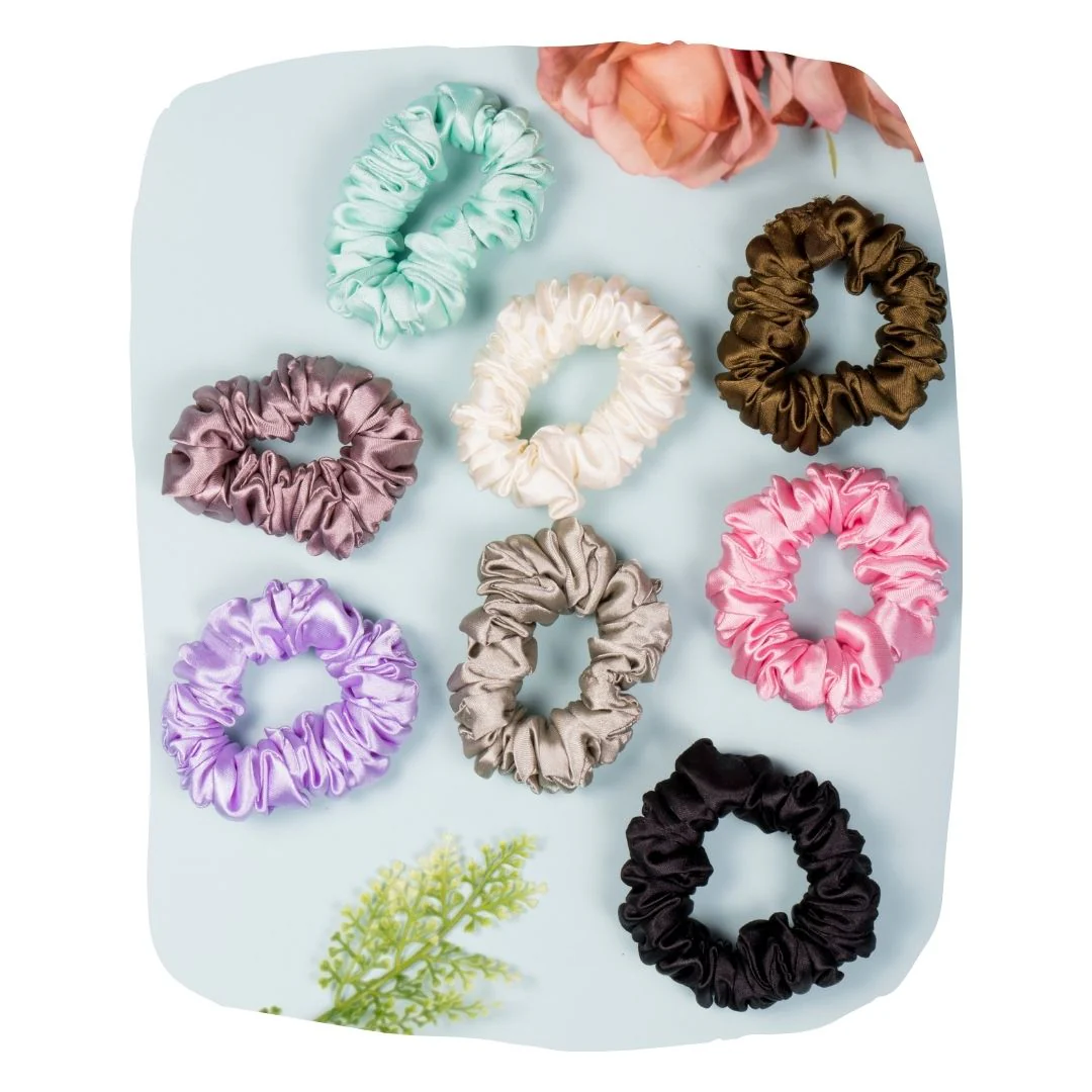 Satin Scrunchies: Perfect for All Hair Types, Pack of 8 - Image 3