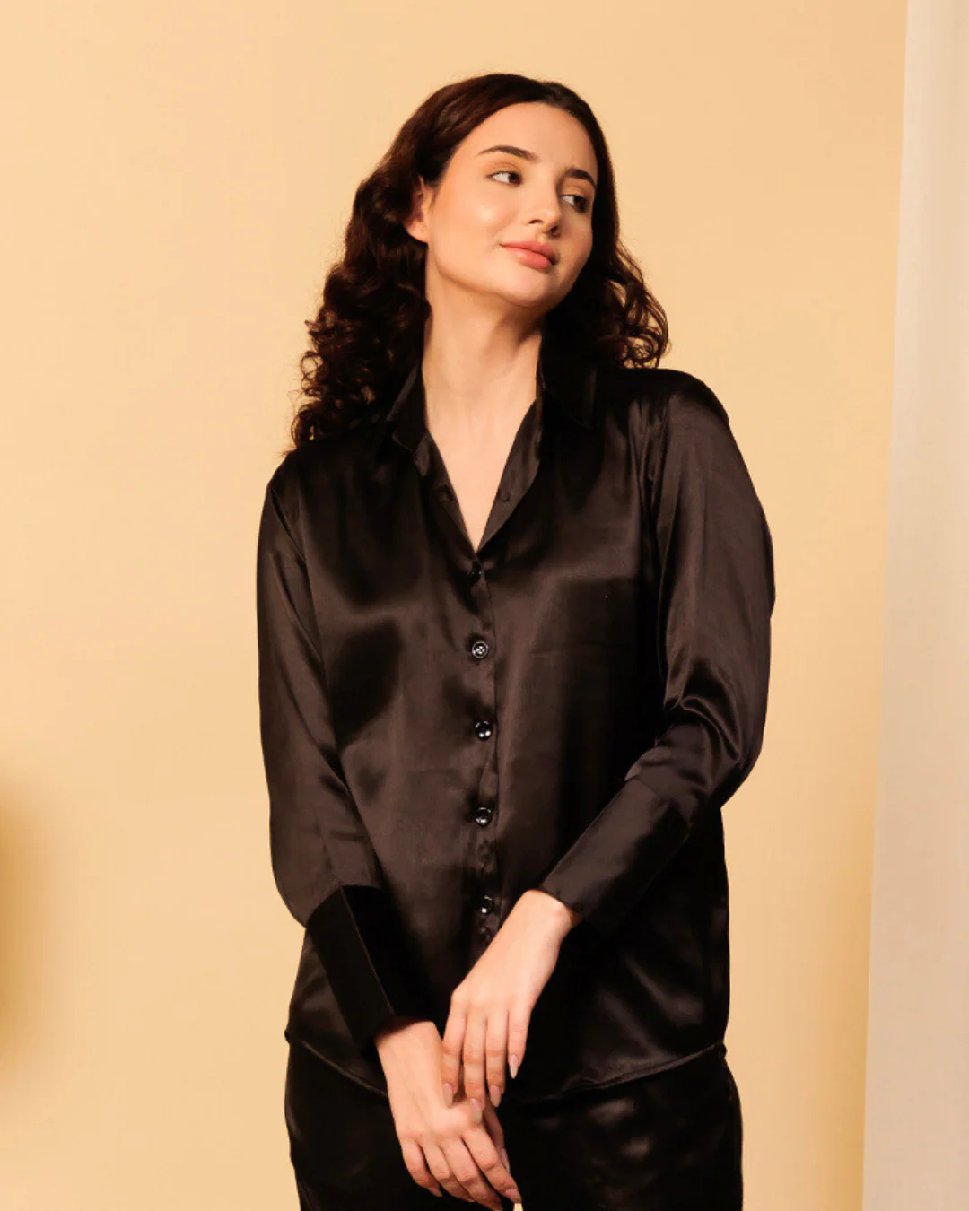 Satin Shirt with Straight Pants 2 Piece Coord Set - Image 4