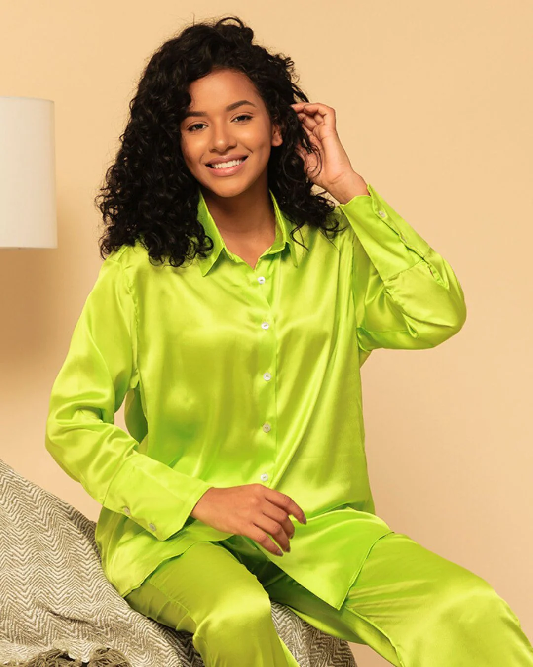 Satin Shirt with Straight Pants 2 Piece Coord Set - Image 4