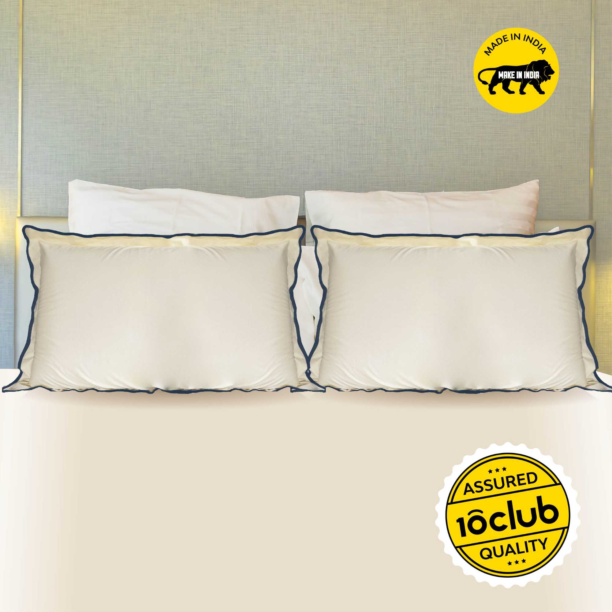 Scallop Piping 100% Cotton Bed Pillow Cover | Single - Image 26