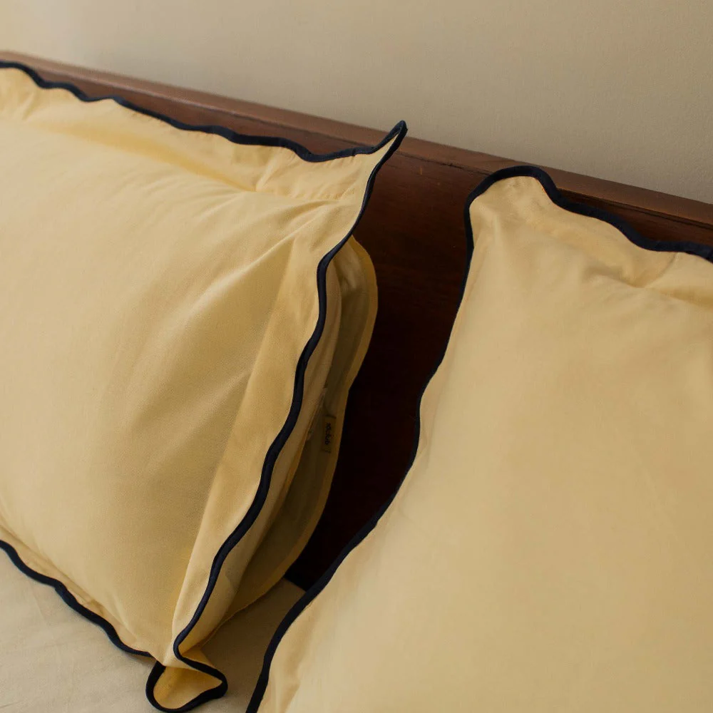 Scallop Piping 100% Cotton Pillow Cover | Set Of 2 - Image 2