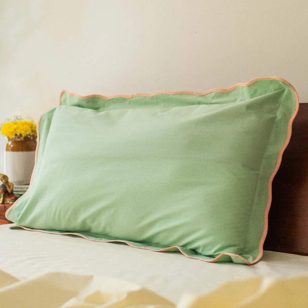 Scallop Piping 100% Cotton Pillow Cover | Set Of 2 - Image 25