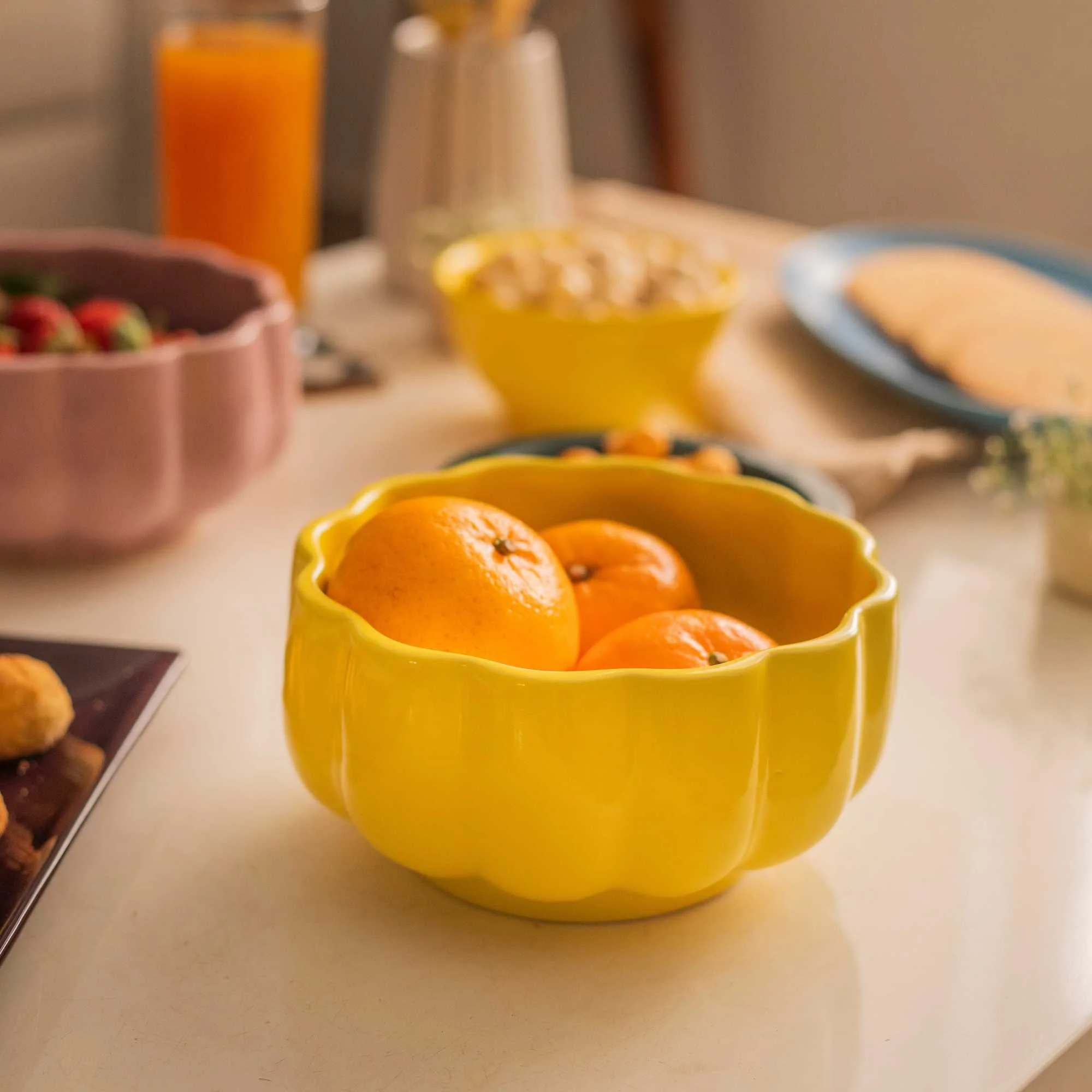 Scalloped Ceramic Serving Bowl