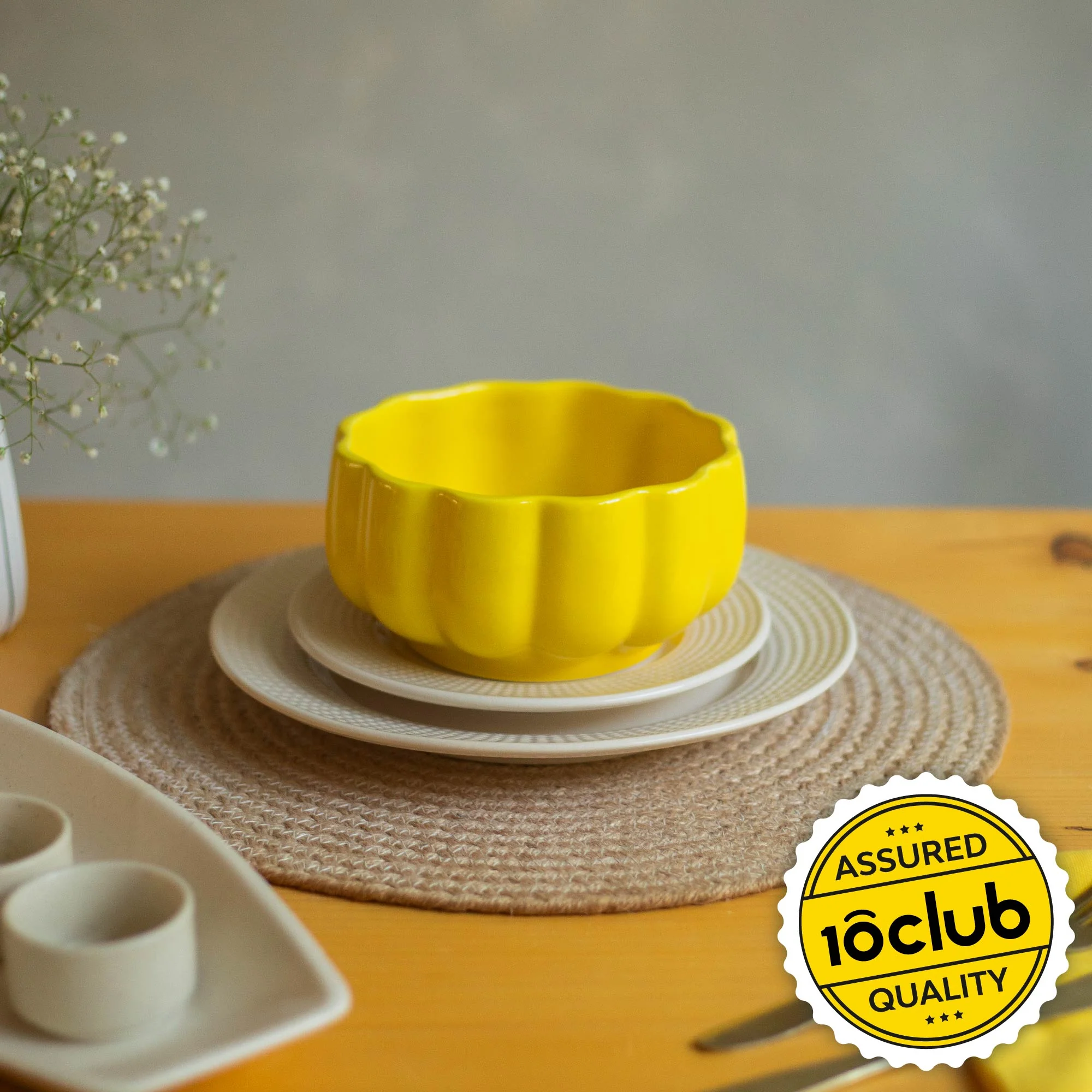Scalloped Ceramic Serving Bowl - Image 2