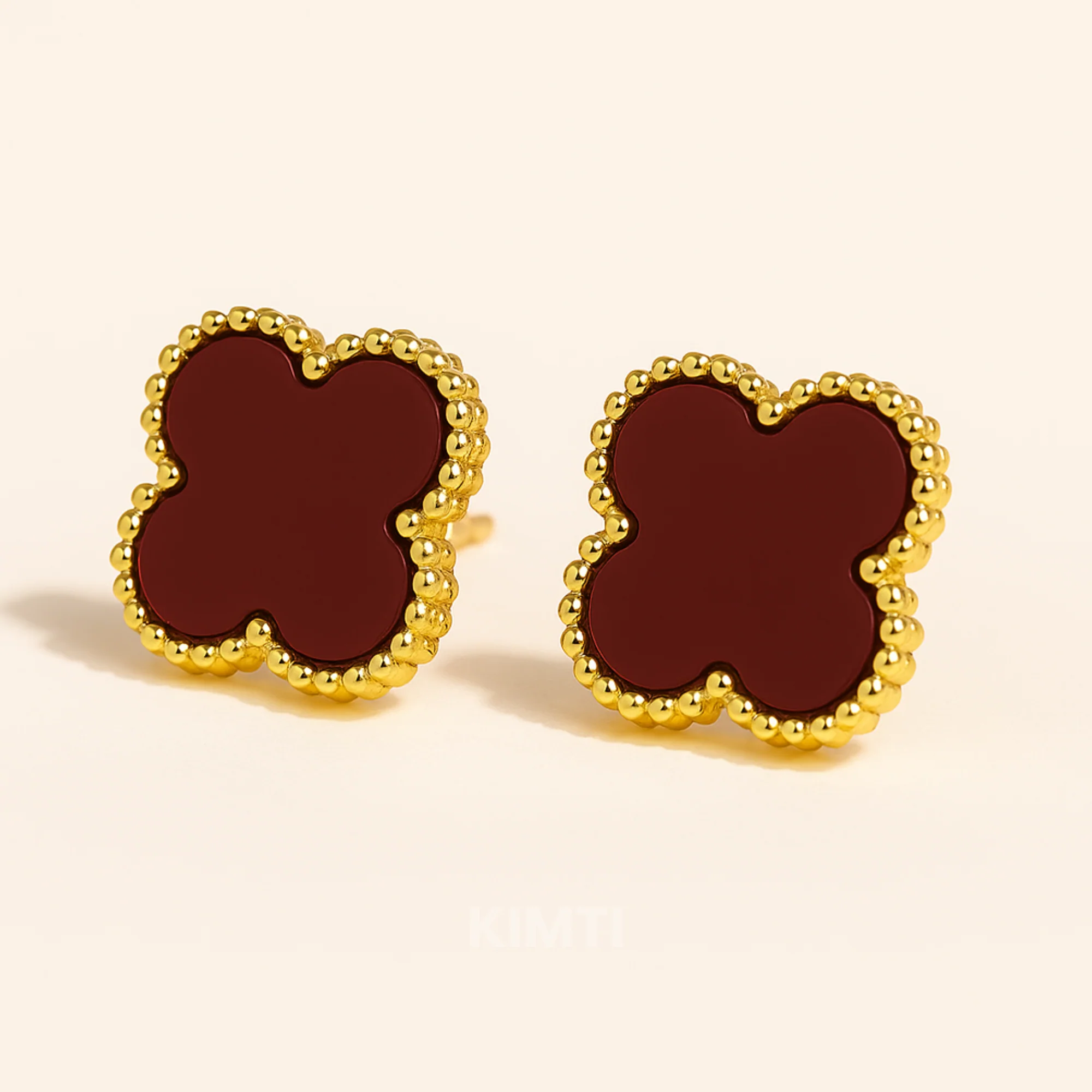 Scarlet Clover Anti Tarnish Stud Earrings - Image 2