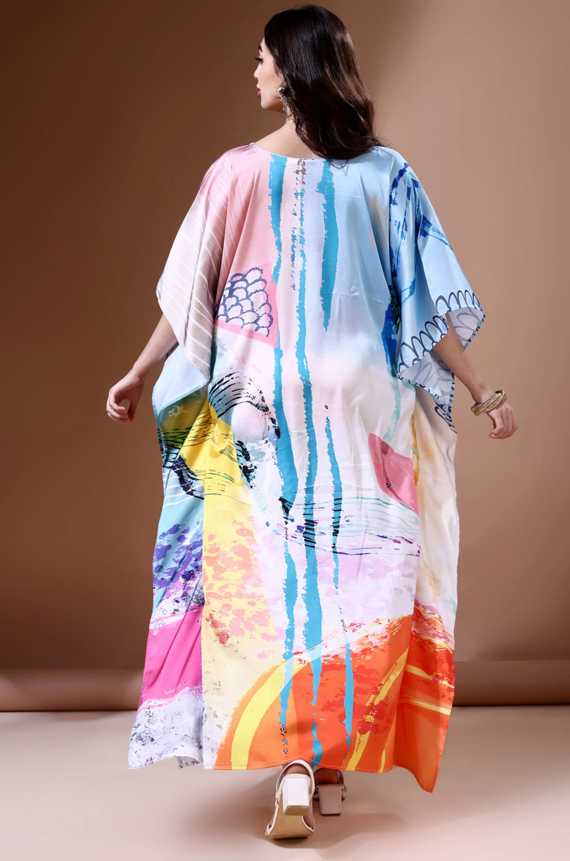 Sea Breeze Soft Satin Kaftan With Digital Print - Image 2