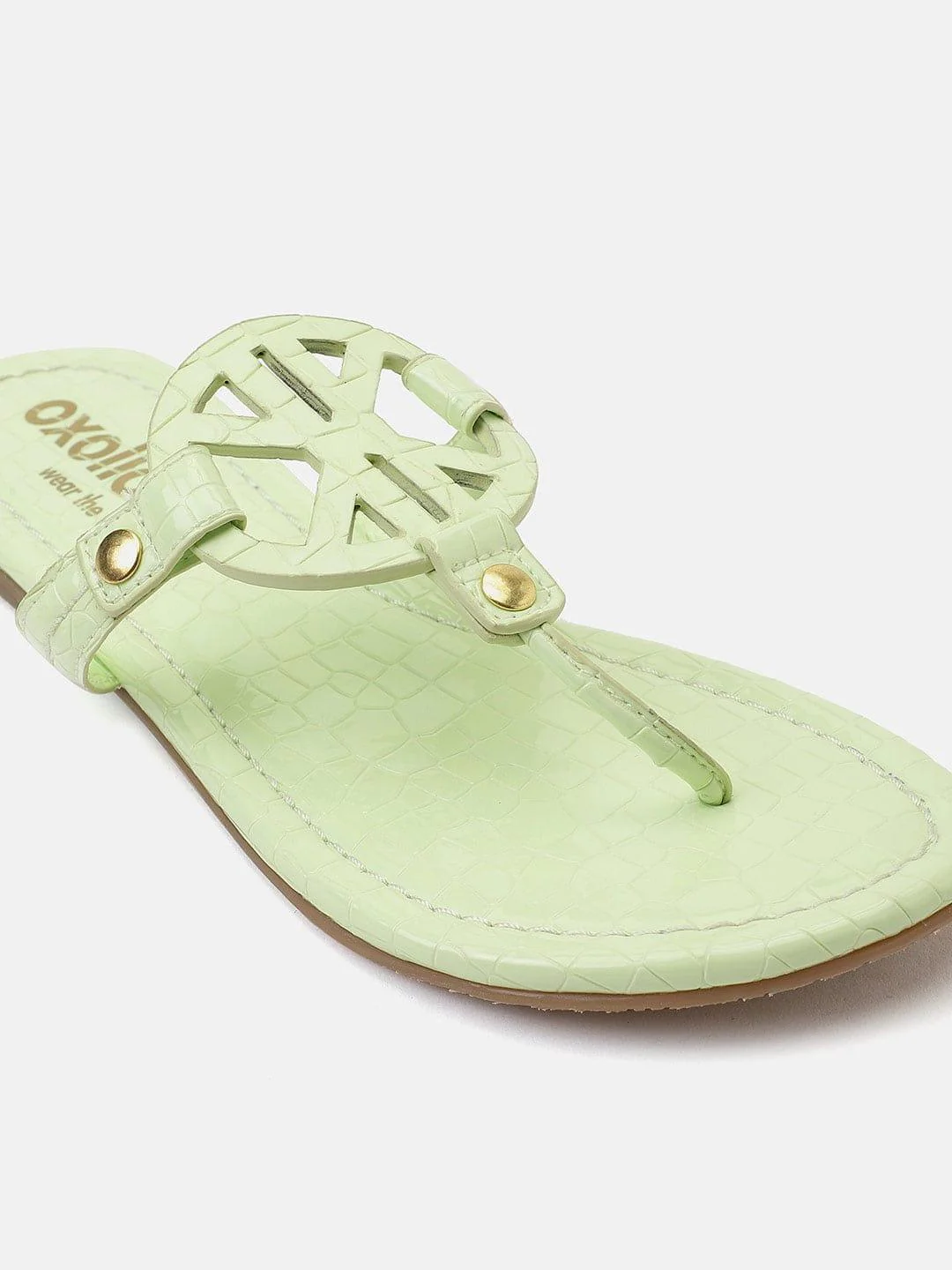 Sea Green T-Shape Open Back Flat Sandals For Women - Image 5